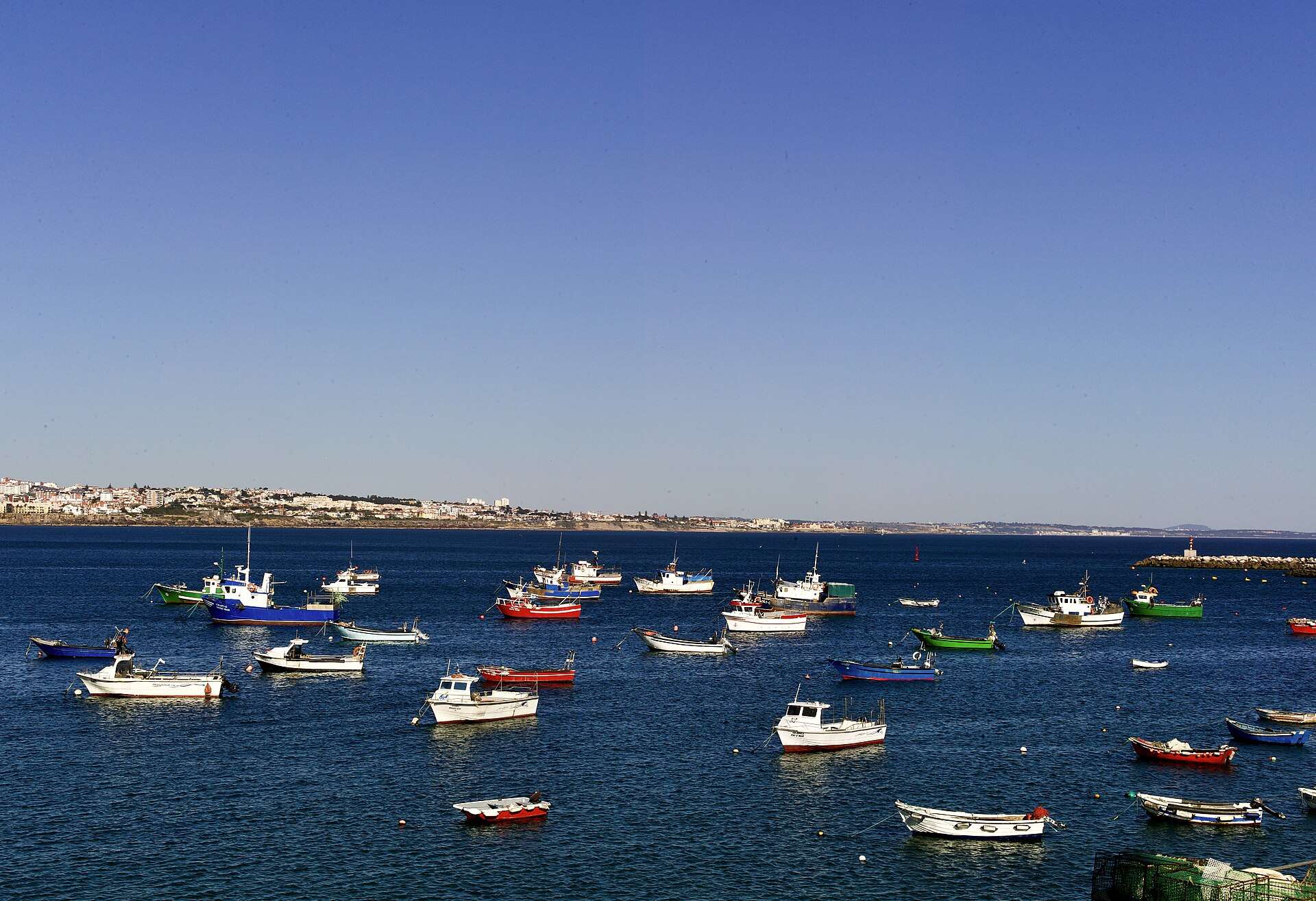 Fishing boats in the bay at Cascais